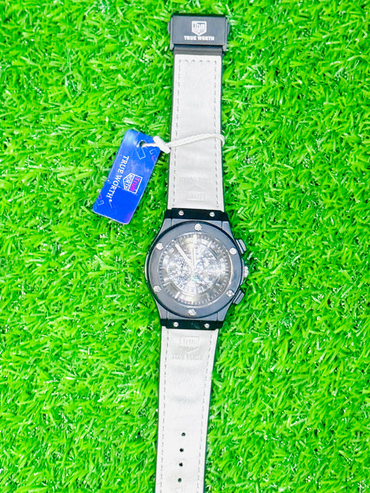 Watch in leather strap