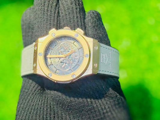 Watch in leather strap