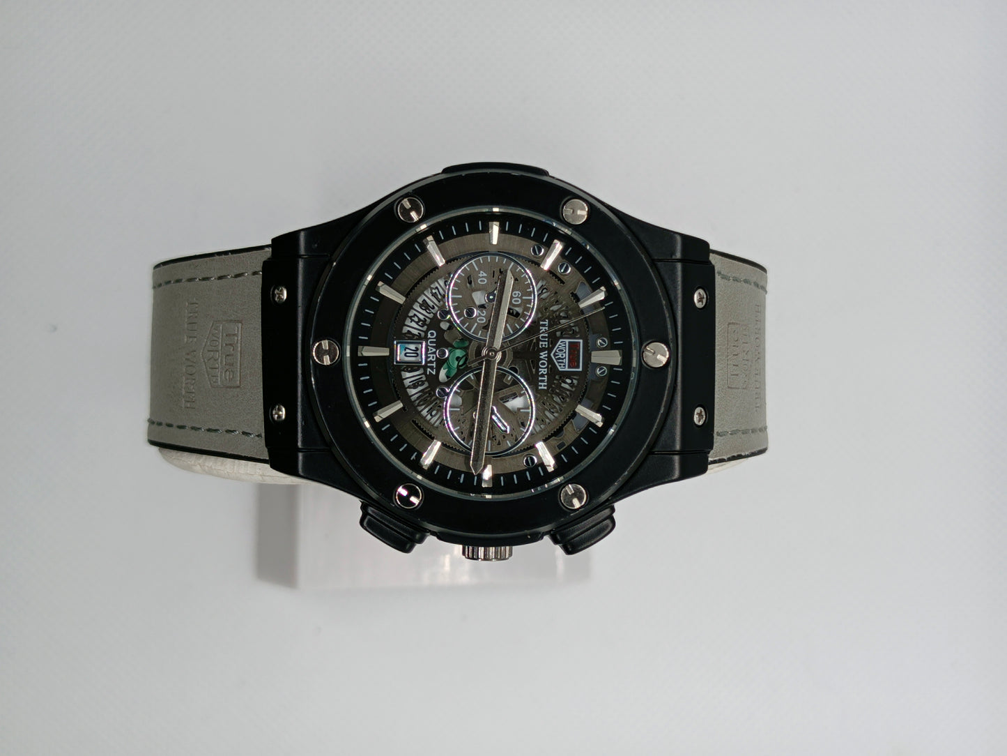 Watch in leather strap