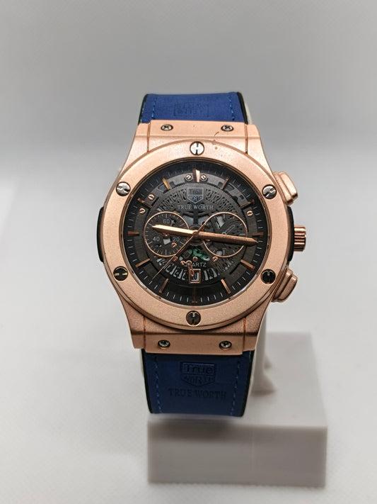 Watch in leather strap