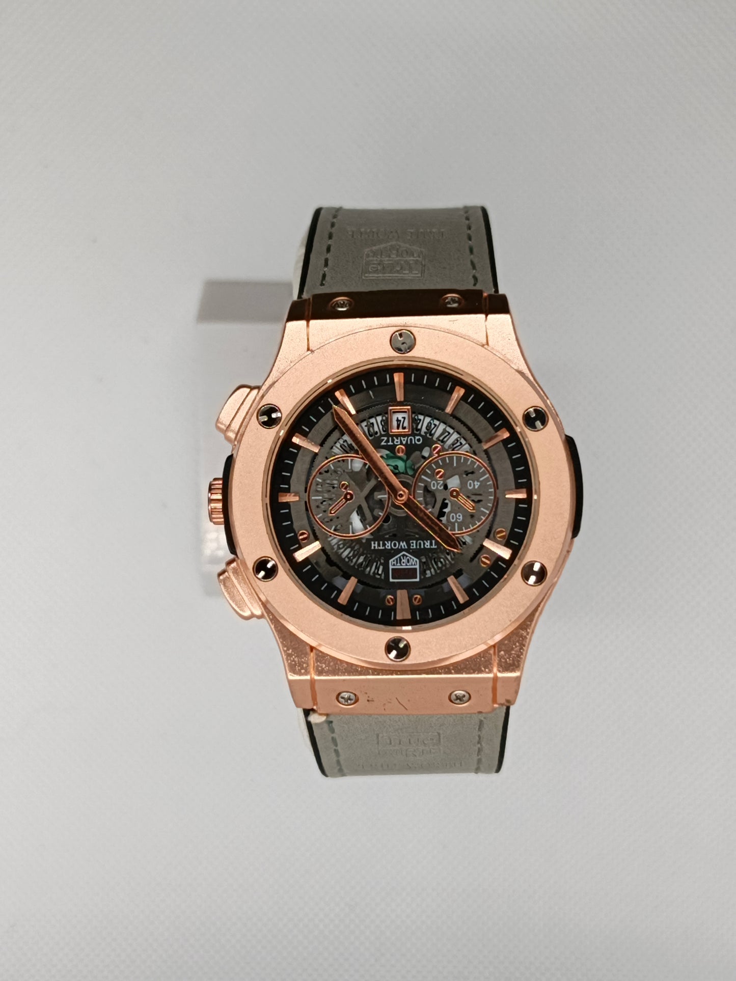 Watch in leather strap